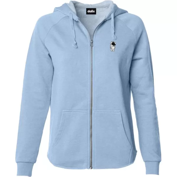 DALIX Astronaut Embroidered Fleece Zip Washed Hoodie Cold Fall Winter Women