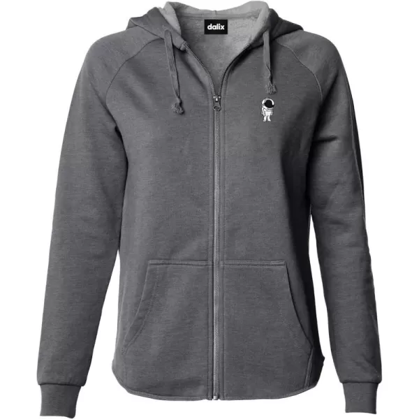 DALIX Astronaut Embroidered Fleece Zip Washed Hoodie Cold Fall Winter Women