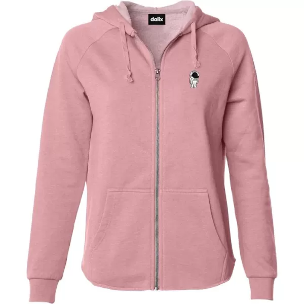 DALIX Astronaut Embroidered Fleece Zip Washed Hoodie Cold Fall Winter Women