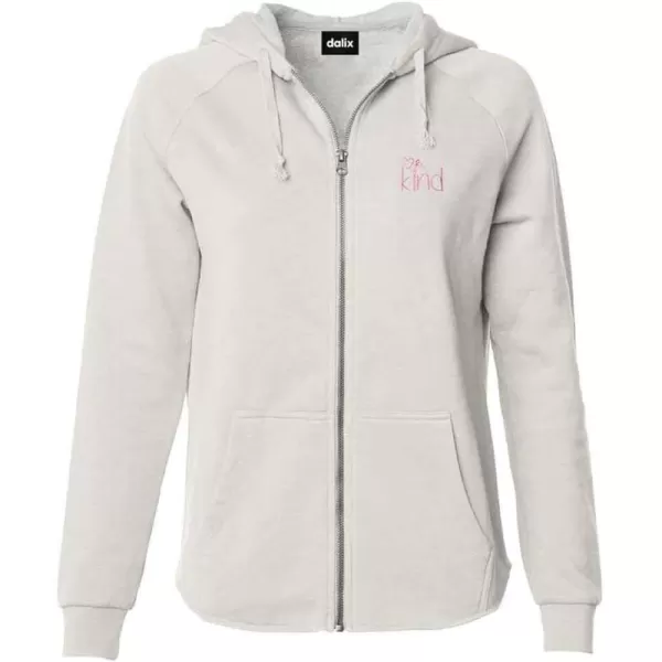 DALIX Be Kind Embroidered Hoodie Fleece Sweatshirt Zip Front Womens