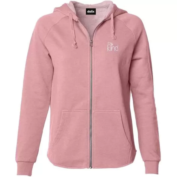 DALIX Be Kind Embroidered Hoodie Fleece Sweatshirt Zip Front Womens