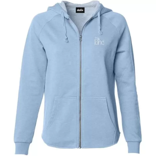 DALIX Be Kind Embroidered Hoodie Fleece Sweatshirt Zip Front Womens