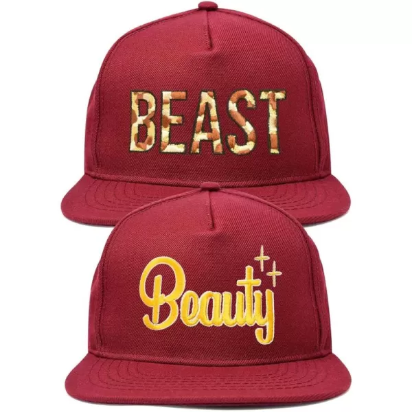 DALIX Beauty and Beast Hat Set Men Women Flat Bill Couples Cap