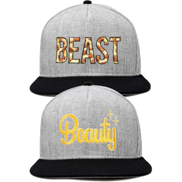 DALIX Beauty and Beast Hat Set Men Women Flat Bill Couples Cap