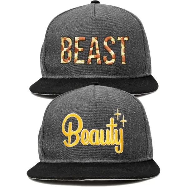 DALIX Beauty and Beast Hat Set Men Women Flat Bill Couples Cap