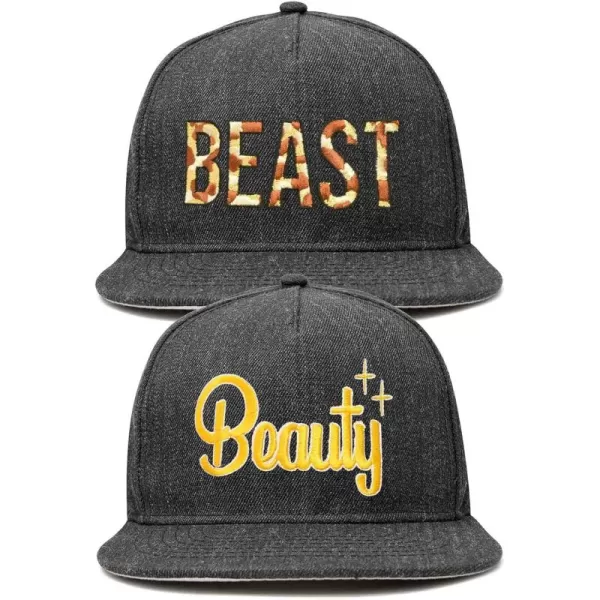 DALIX Beauty and Beast Hat Set Men Women Flat Bill Couples Cap