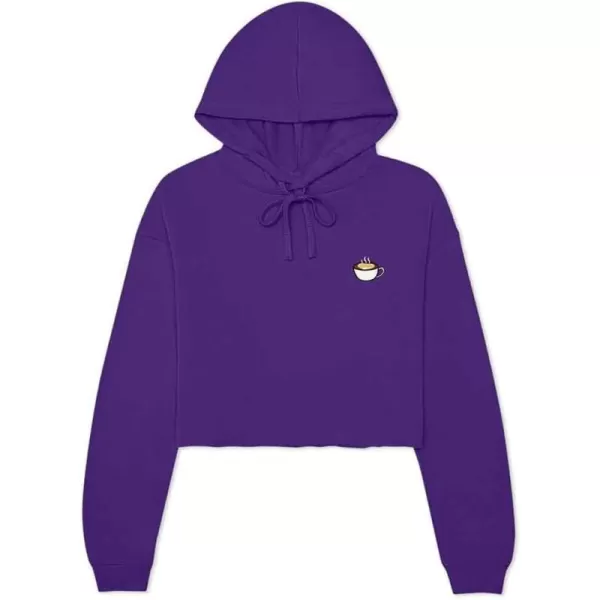 DALIX Cappuccino Embroidered Fleece Cropped Hoodie Cold Fall Winter Women