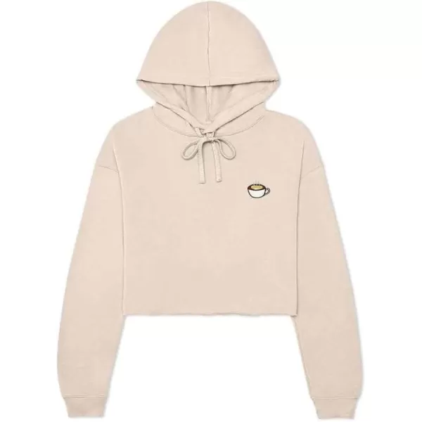 DALIX Cappuccino Embroidered Fleece Cropped Hoodie Cold Fall Winter Women