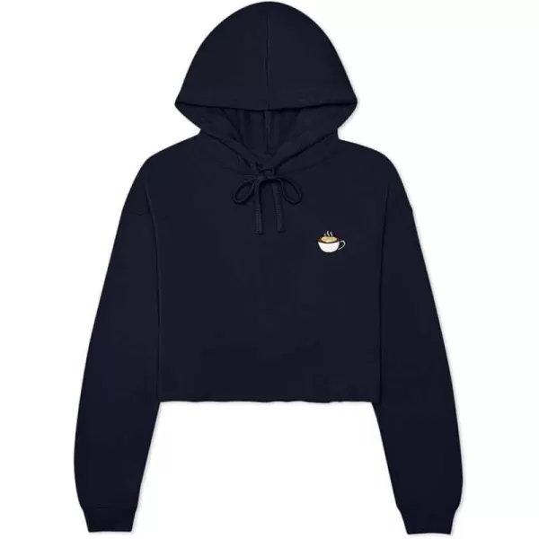 DALIX Cappuccino Embroidered Fleece Cropped Hoodie Cold Fall Winter Women