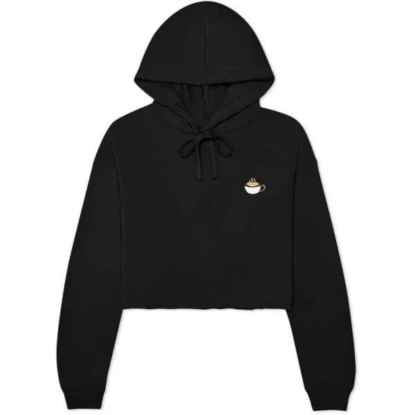 DALIX Cappuccino Embroidered Fleece Cropped Hoodie Cold Fall Winter Women
