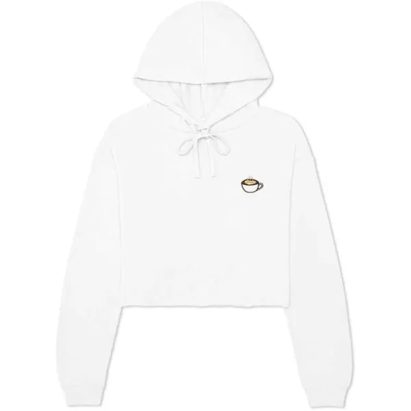 DALIX Cappuccino Embroidered Fleece Cropped Hoodie Cold Fall Winter Women