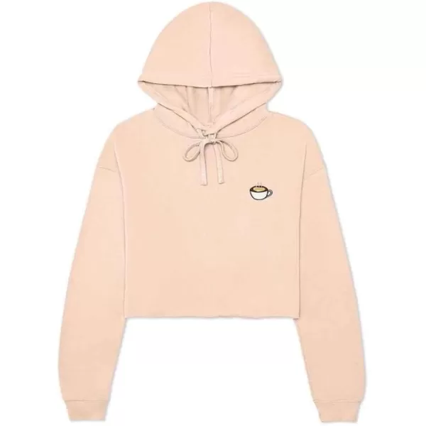 DALIX Cappuccino Embroidered Fleece Cropped Hoodie Cold Fall Winter Women