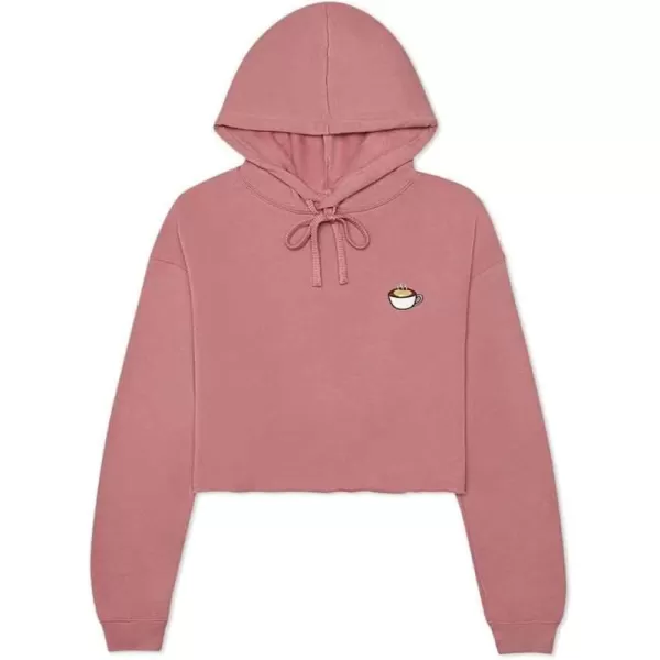DALIX Cappuccino Embroidered Fleece Cropped Hoodie Cold Fall Winter Women