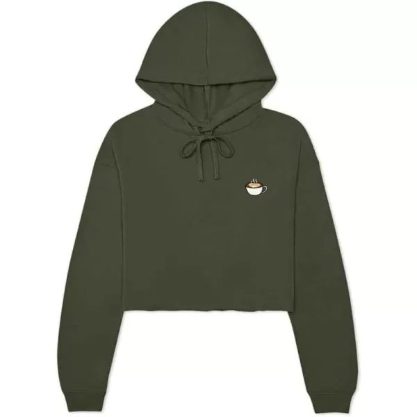 DALIX Cappuccino Embroidered Fleece Cropped Hoodie Cold Fall Winter Women