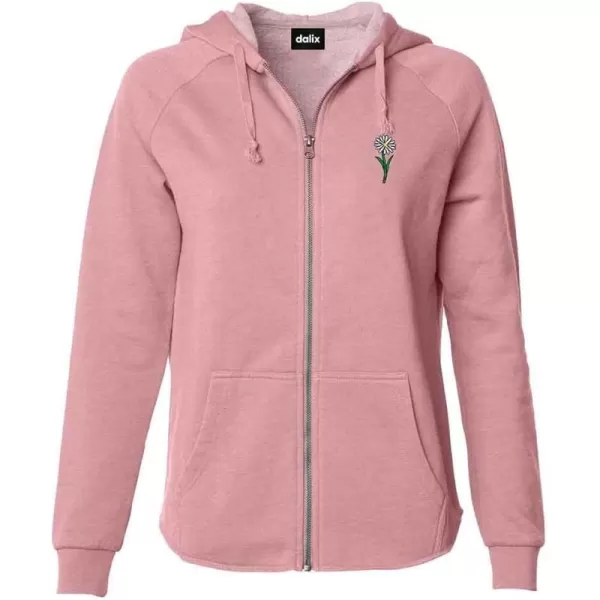 DALIX Daisy Embroidered Fleece Zip Hoodie Cold Fall Winter Women