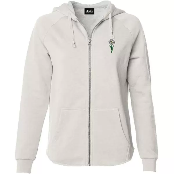 DALIX Daisy Embroidered Fleece Zip Hoodie Cold Fall Winter Women