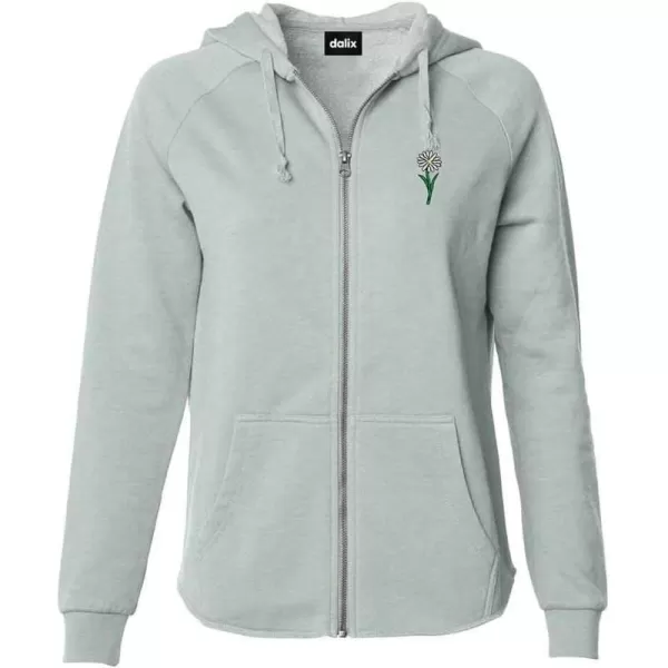 DALIX Daisy Embroidered Fleece Zip Hoodie Cold Fall Winter Women