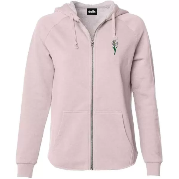 DALIX Daisy Embroidered Fleece Zip Hoodie Cold Fall Winter Women