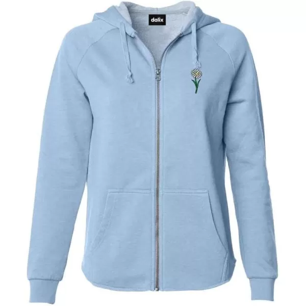 DALIX Daisy Embroidered Fleece Zip Hoodie Cold Fall Winter Women