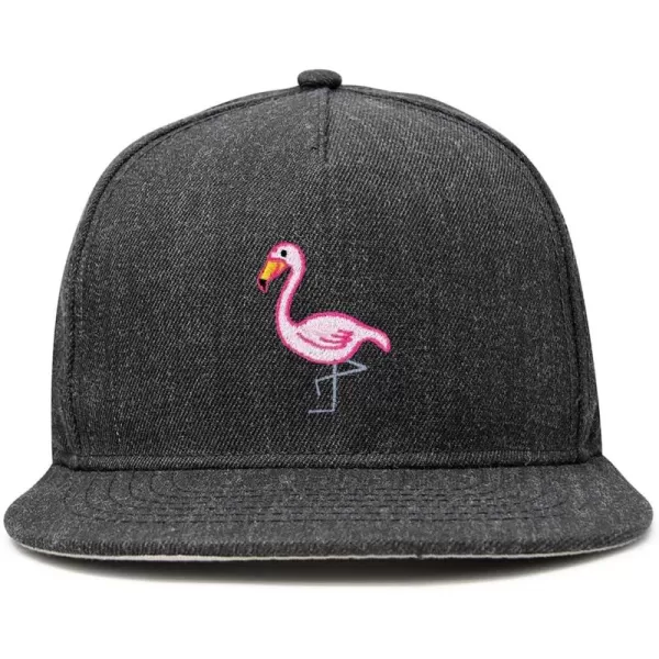 DALIX Flamingo Snapback Flat Bill Baseball Hat Embroidered Cap Mens