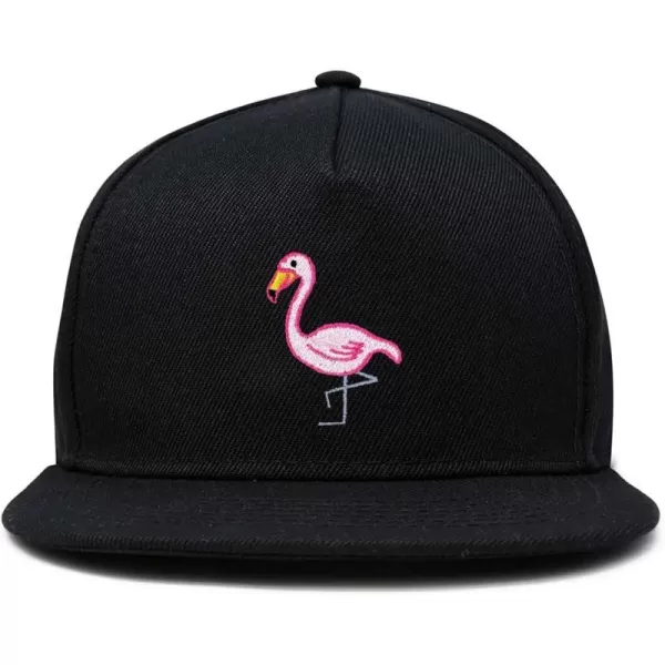 DALIX Flamingo Snapback Flat Bill Baseball Hat Embroidered Cap Mens