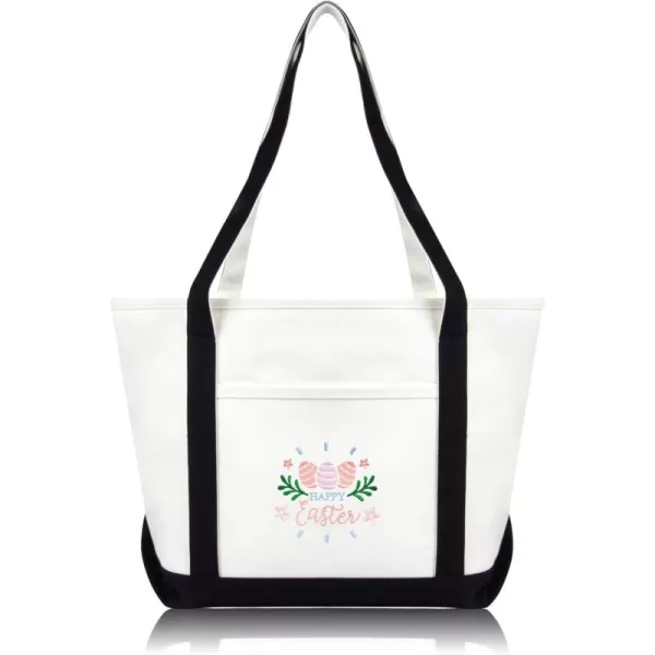DALIX Happy Easter Womens Classic Premium Embroidered Tote Bag