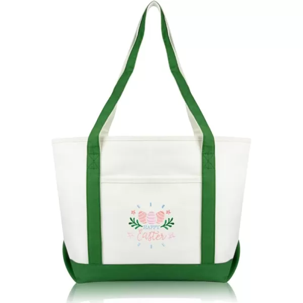 DALIX Happy Easter Womens Classic Premium Embroidered Tote Bag