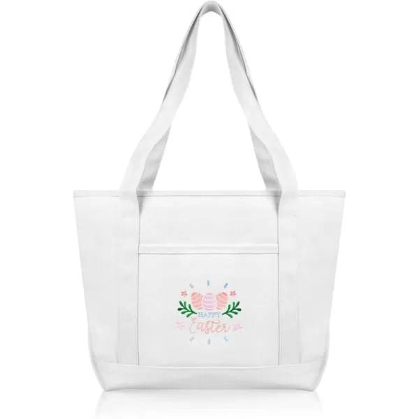 DALIX Happy Easter Womens Classic Premium Embroidered Tote Bag