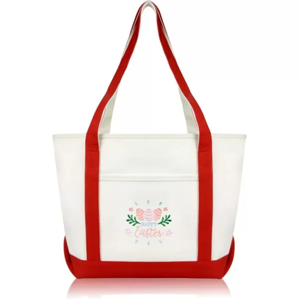 DALIX Happy Easter Womens Classic Premium Embroidered Tote Bag