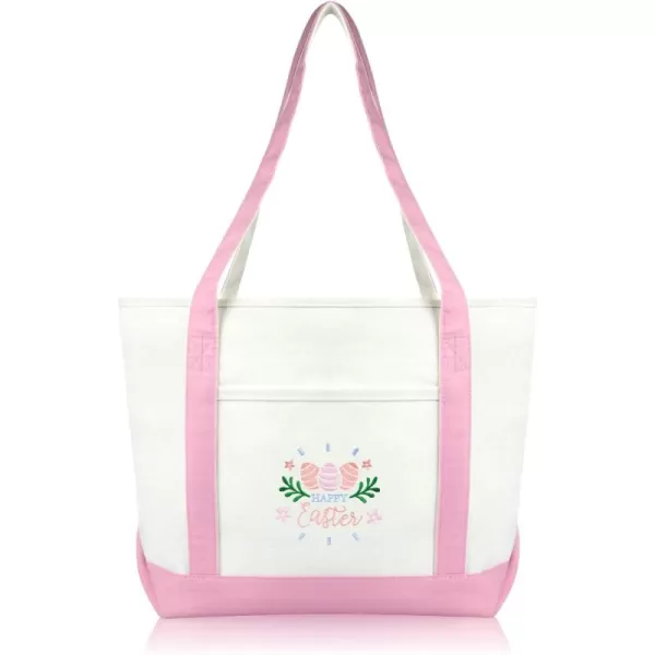 DALIX Happy Easter Womens Classic Premium Embroidered Tote Bag