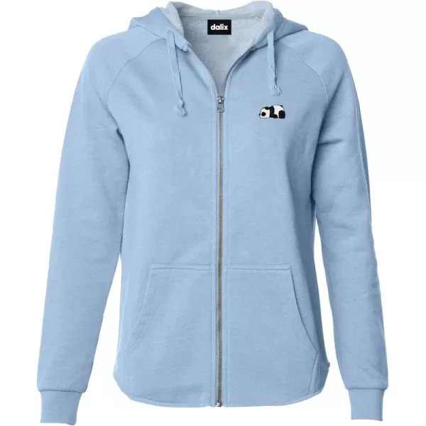 DALIX Panda Embroidered Fleece Zip Washed Hoodie Cold Fall Winter Women