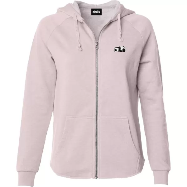DALIX Panda Embroidered Fleece Zip Washed Hoodie Cold Fall Winter Women