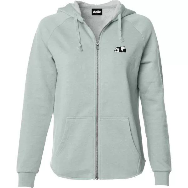 DALIX Panda Embroidered Fleece Zip Washed Hoodie Cold Fall Winter Women