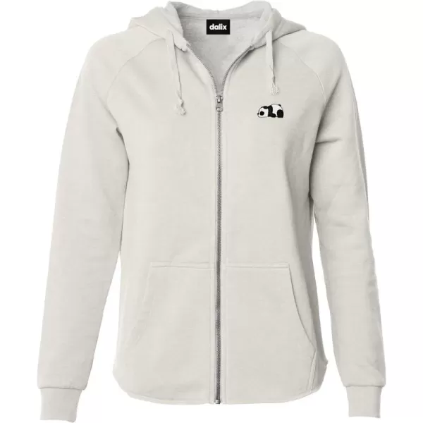 DALIX Panda Embroidered Fleece Zip Washed Hoodie Cold Fall Winter Women