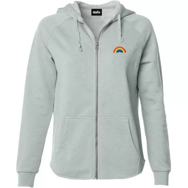 DALIX Rainbow Embroidered Fleece Zip Hoodie Cold Fall Winter Women