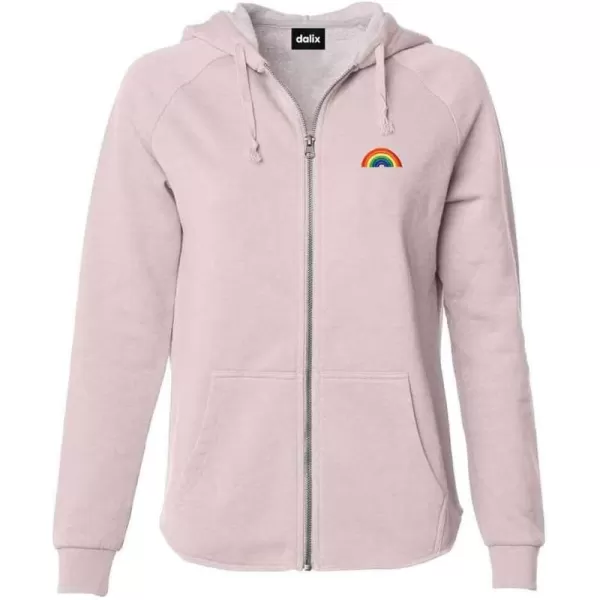 DALIX Rainbow Embroidered Fleece Zip Hoodie Cold Fall Winter Women
