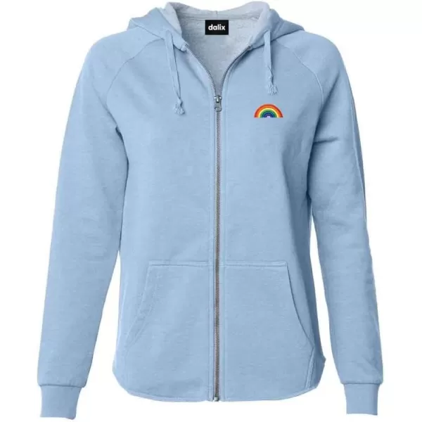 DALIX Rainbow Embroidered Fleece Zip Hoodie Cold Fall Winter Women