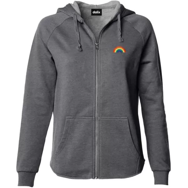 DALIX Rainbow Embroidered Fleece Zip Hoodie Cold Fall Winter Women