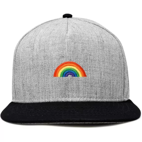 DALIX Rainbow Snapback Flat Bill Baseball Hat Embroidered Cap Mens