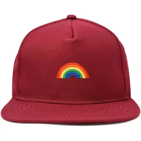 DALIX Rainbow Snapback Flat Bill Baseball Hat Embroidered Cap Mens