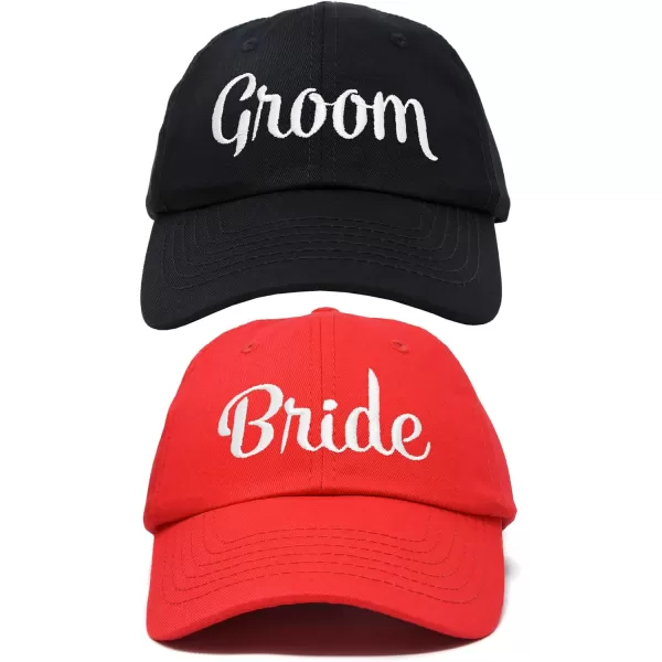 DALIX Bride Groom Dad Hats Baseball Caps Newlywed Wedding Party Gift