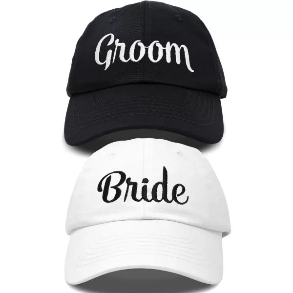 DALIX Bride Groom Dad Hats Baseball Caps Newlywed Wedding Party Gift