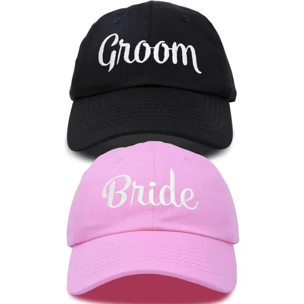 DALIX Bride Groom Dad Hats Baseball Caps Newlywed Wedding Party Gift