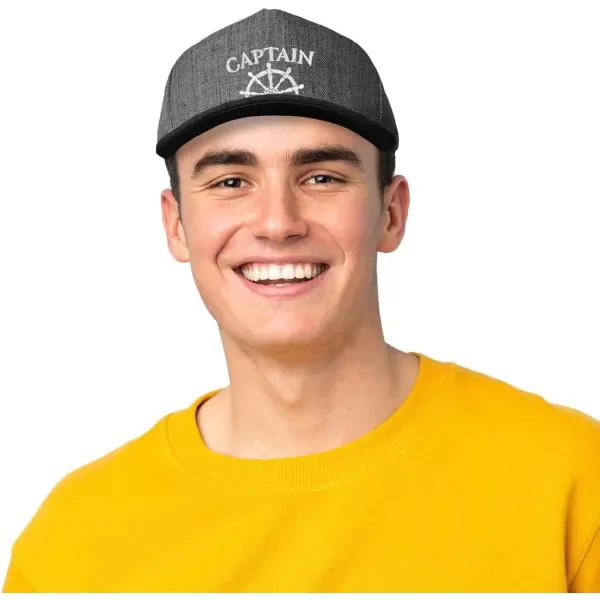 DALIX Captain Snapback Flat Bill Baseball Hat Embroidered Cap Mens