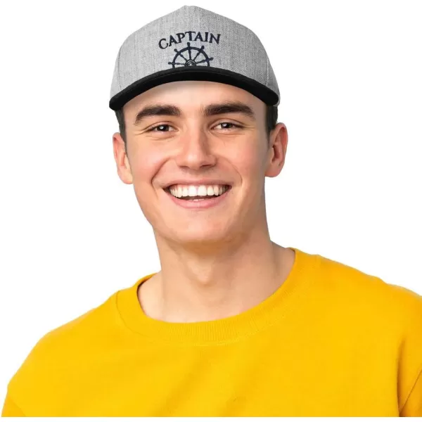 DALIX Captain Snapback Flat Bill Baseball Hat Embroidered Cap Mens