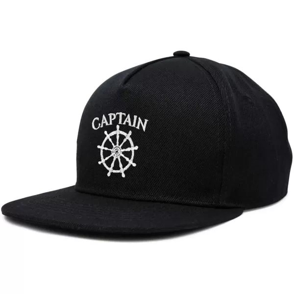 DALIX Captain Snapback Flat Bill Baseball Hat Embroidered Cap Mens