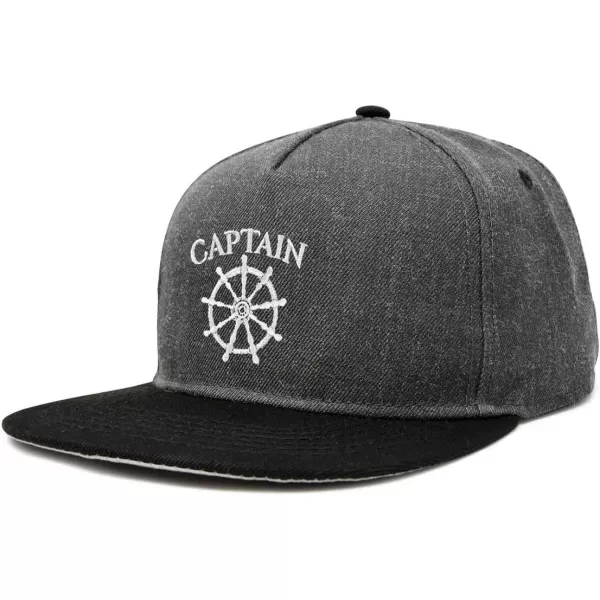 DALIX Captain Snapback Flat Bill Baseball Hat Embroidered Cap Mens
