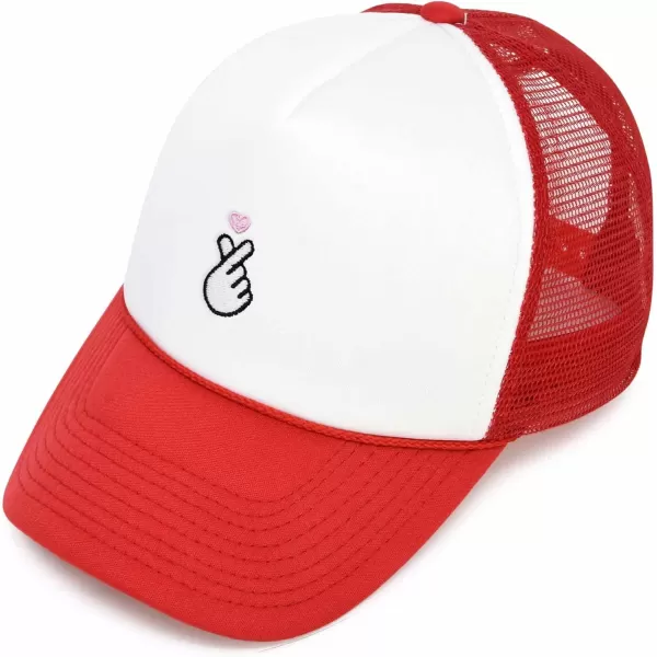 DALIX Embroidered Snap Heart Trucker Cap Hat Women