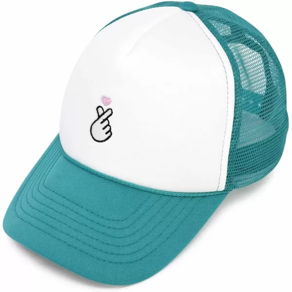 DALIX Embroidered Snap Heart Trucker Cap Hat Women