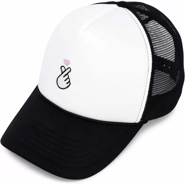 DALIX Embroidered Snap Heart Trucker Cap Hat Women